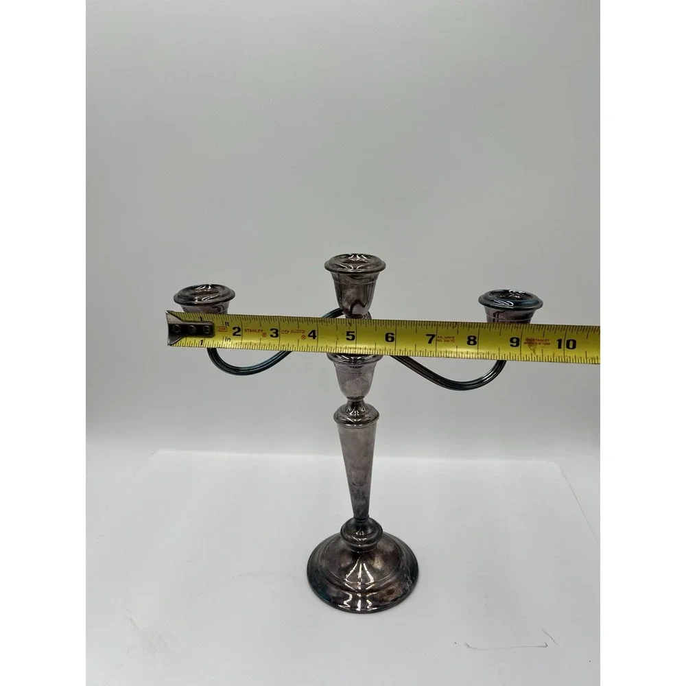 Vintage Pilgrim Silver Plate P536 3 Light Candelabra Candle Holder 11.5